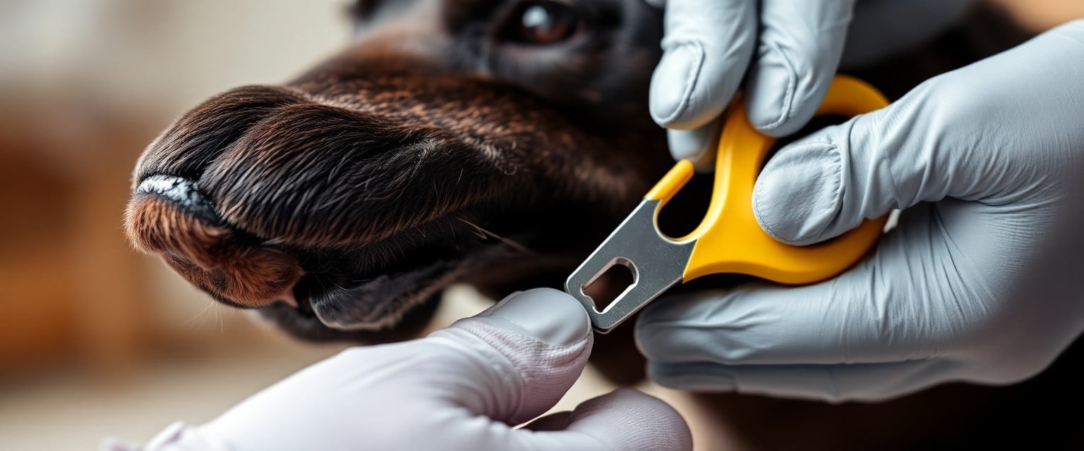 Striženje krempljev Cane Corsa s varnostnimi škarjami